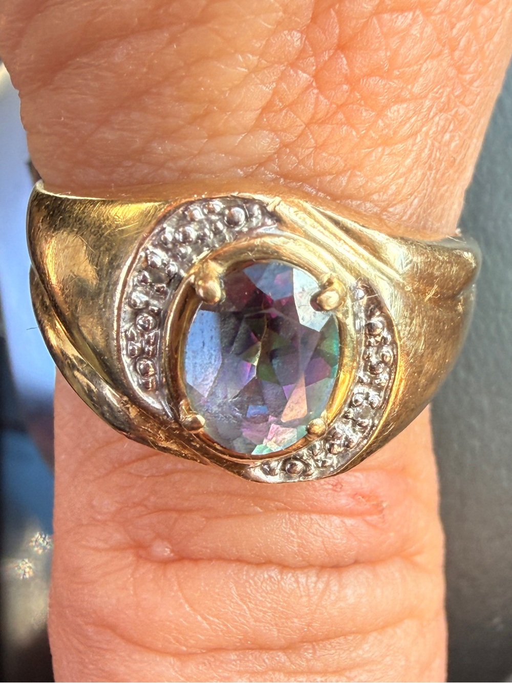 Vintage Mystic Topaz Fire Topaz in 10kt gold ring size 10